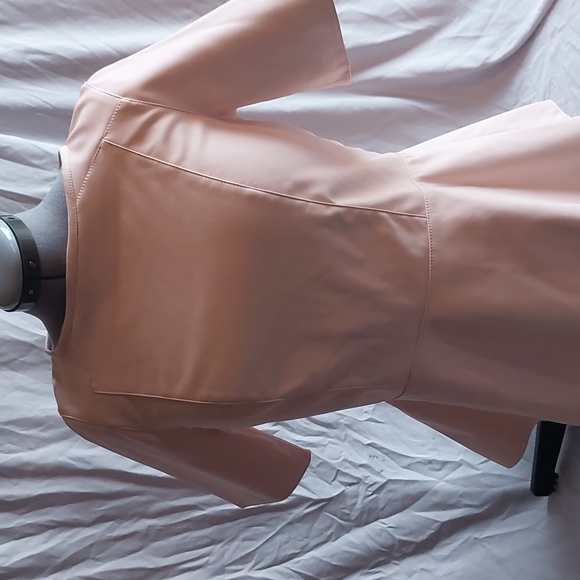 DENNIS BASSO faux leather like new pink top, 10-14 - Picture 13 of 15